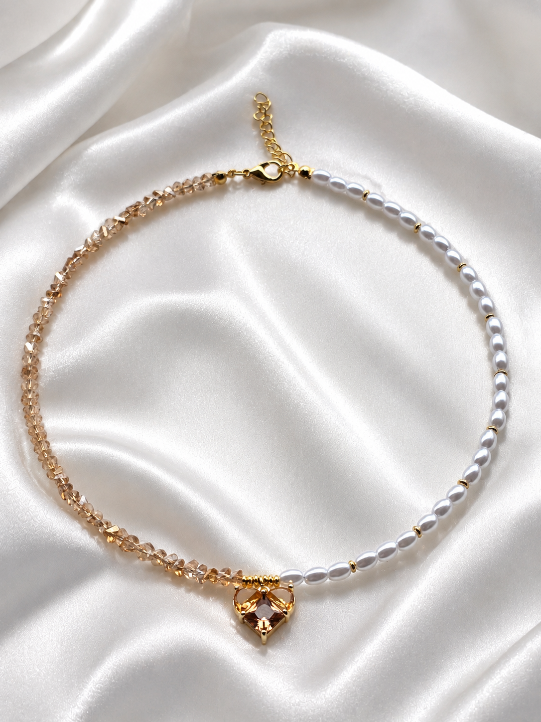 Choker Perle e Cristalli con Cuore – Vari Colori