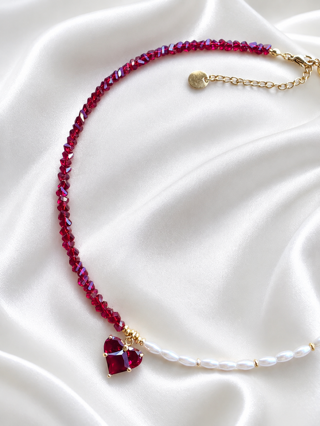 Choker Perle e Cristalli con Cuore – Vari Colori