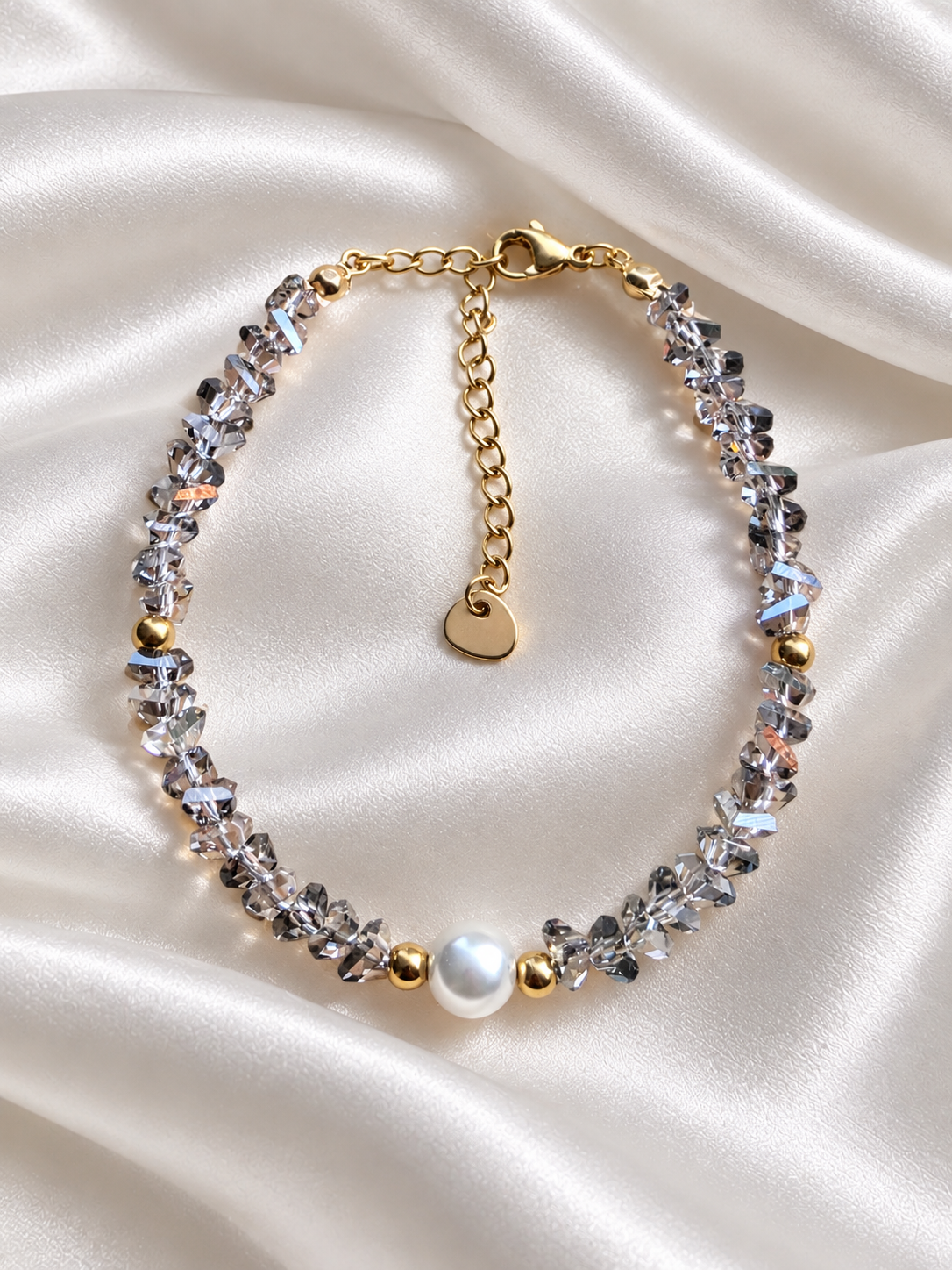 Braccialetto Crystal Pearl Argento
