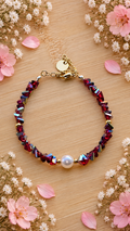 Braccialetto Crystal Pearl Bordeaux