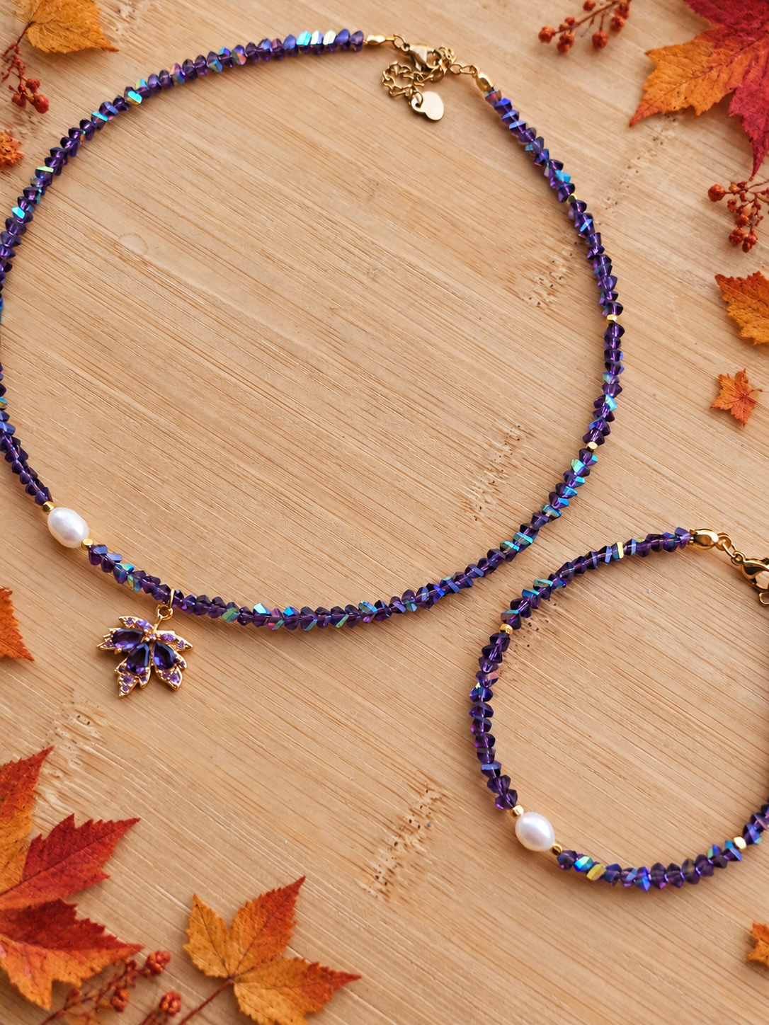 Set Crystal Collana & Braccialetto Autunno Viola