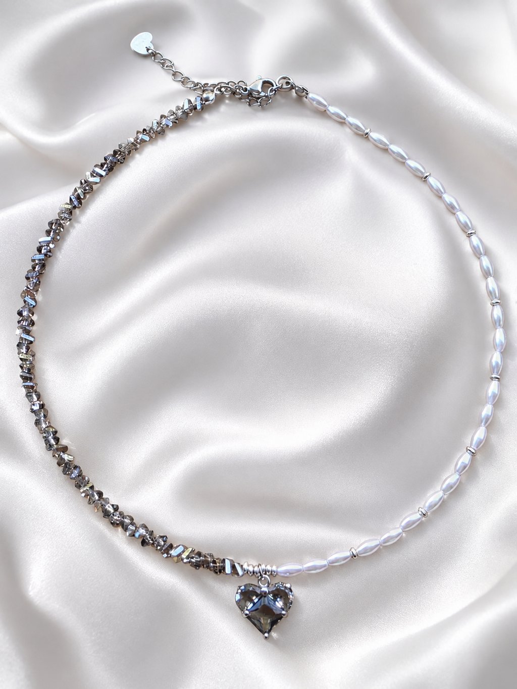 Choker Perle e Cristalli con Cuore – Vari Colori